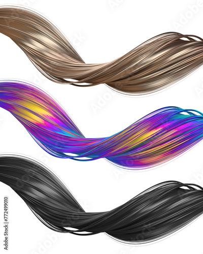 Set of abstract colorful twisted shapes, 3d render © VAlex