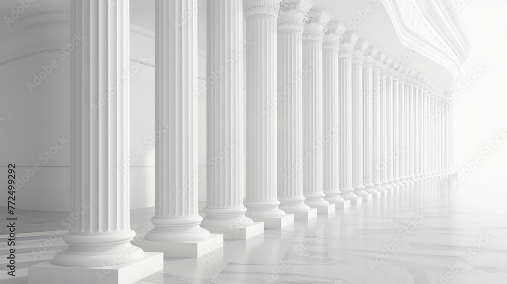 A row of white columns in a white room. Perfect for architectural projects A row of white columns in a white room. Perfect for architectural projects