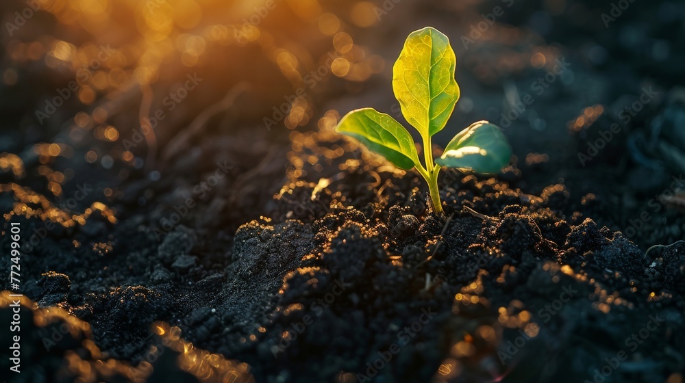Small Green Plant Sprouting From Ground Small Green Plant Sprouting From Ground