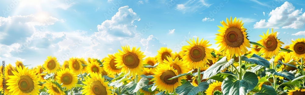 Sprawling Sunflower Field Under Blue Sky