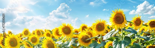 Sprawling Sunflower Field Under Blue Sky © BrandwayArt