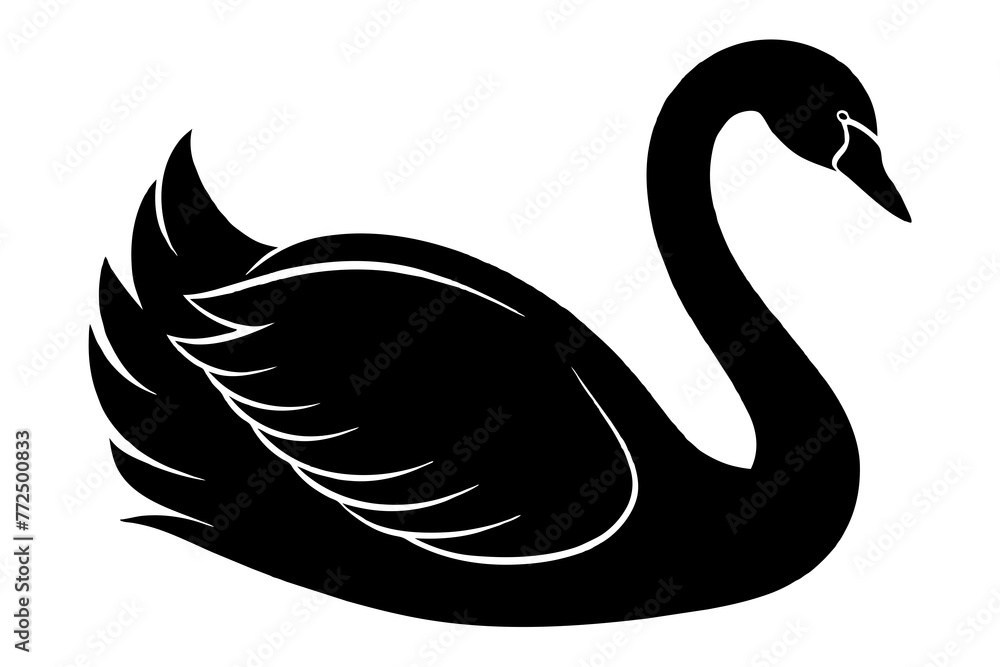 Fototapeta premium Vector Swan Silhouette Illustration Against White Background