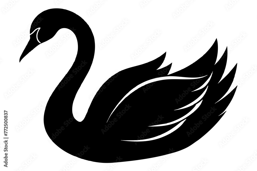 Fototapeta premium Vector Swan Silhouette Illustration Against White Background