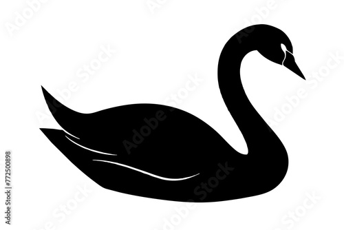 Vector Swan Silhouette Illustration Against White Background