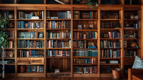 A custom-built bookshelf filled with favorite books