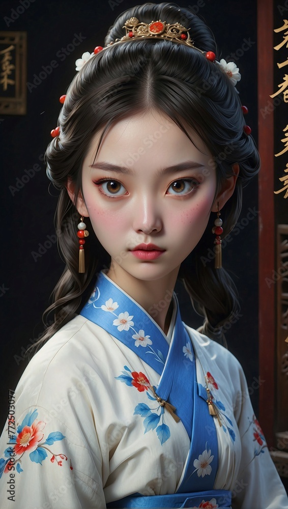 Beautiful young asian woman wearing traditional kimono