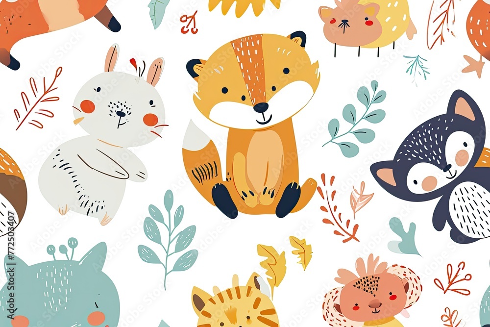 Animal pattern background with adorable animals and playful designs, A charming backdrop adorned with cute animal patterns and playful designs. Animal pattern background with adorable animals and playful designs, A charming backdrop adorned with cute animal patterns and playful designs.