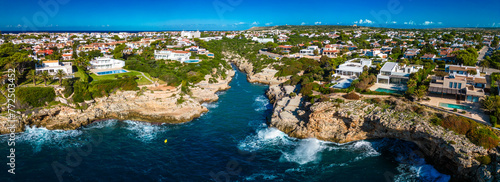 Aerial drone view of Torre del Ram, Manorca, Spain photo
