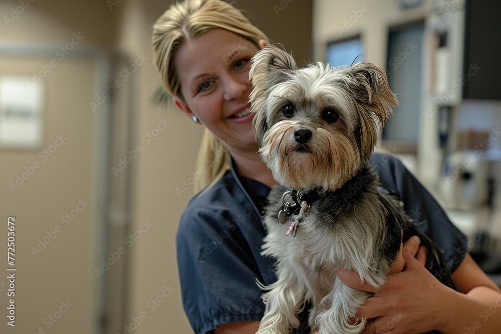 Veterinarian caring for animals with expertise and compassion, Compassionate veterinarian providing expert care for animals.