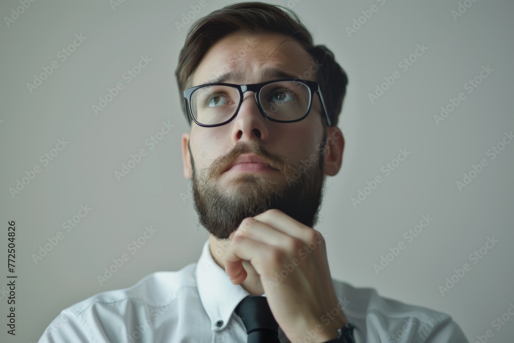 Man With Glasses and Beard Wearing a Tie