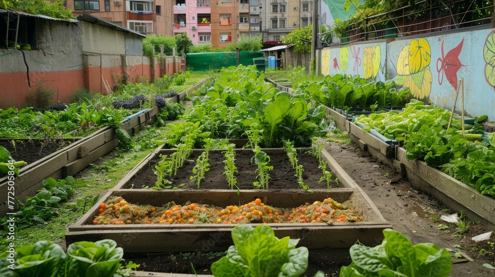 Community vegetable gardens in unused urban spaces