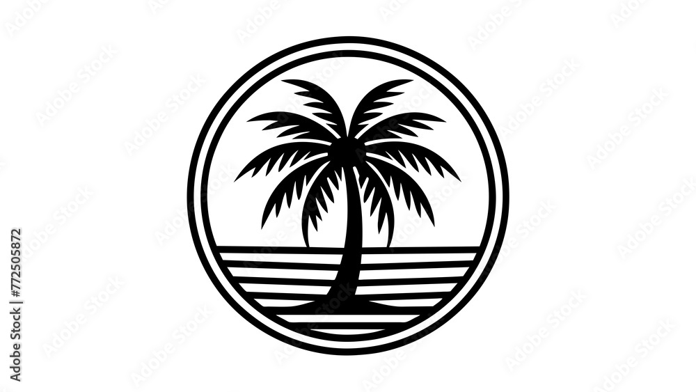 a-palm-tree-icon-in-circle-log vector illustration