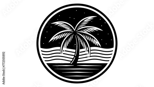 a-palm-tree-icon-in-circle-log vector illustration