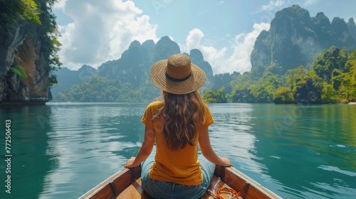 Woman in Straw Hat Sitting in Boat © homeganko