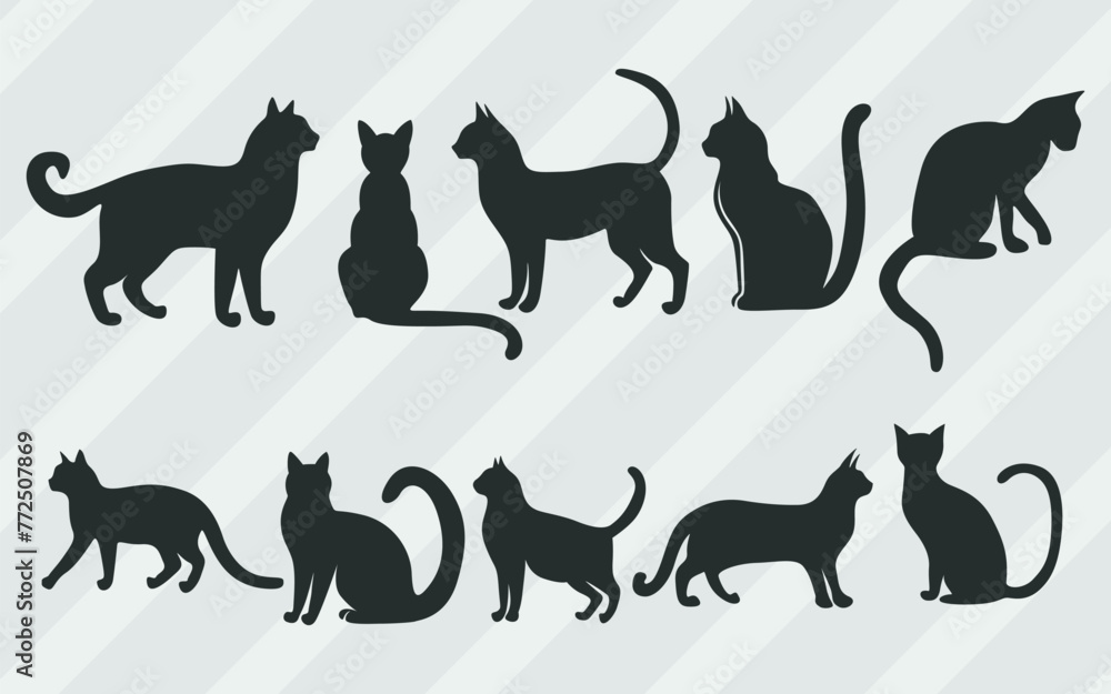 set of cat silhouettes