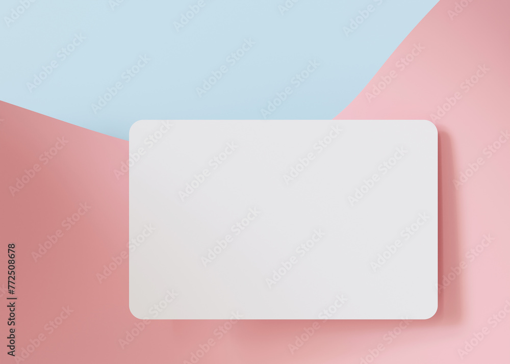 Clean white business card mockup on pastel pink and blue background, perfect for a fresh and modern brand representation. European size, 3,25 x 2,17 inch. Visiting, name card. Rounded corners. 3D. Clean white business card mockup on pastel pink and blue background, perfect for a fresh and modern brand representation. European size, 3,25 x 2,17 inch. Visiting, name card. Rounded corners. 3D.