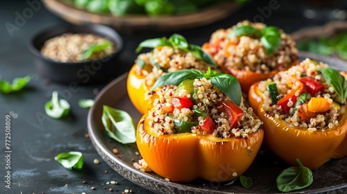 Stuffed bell peppers with quinoa and mixed vegetables