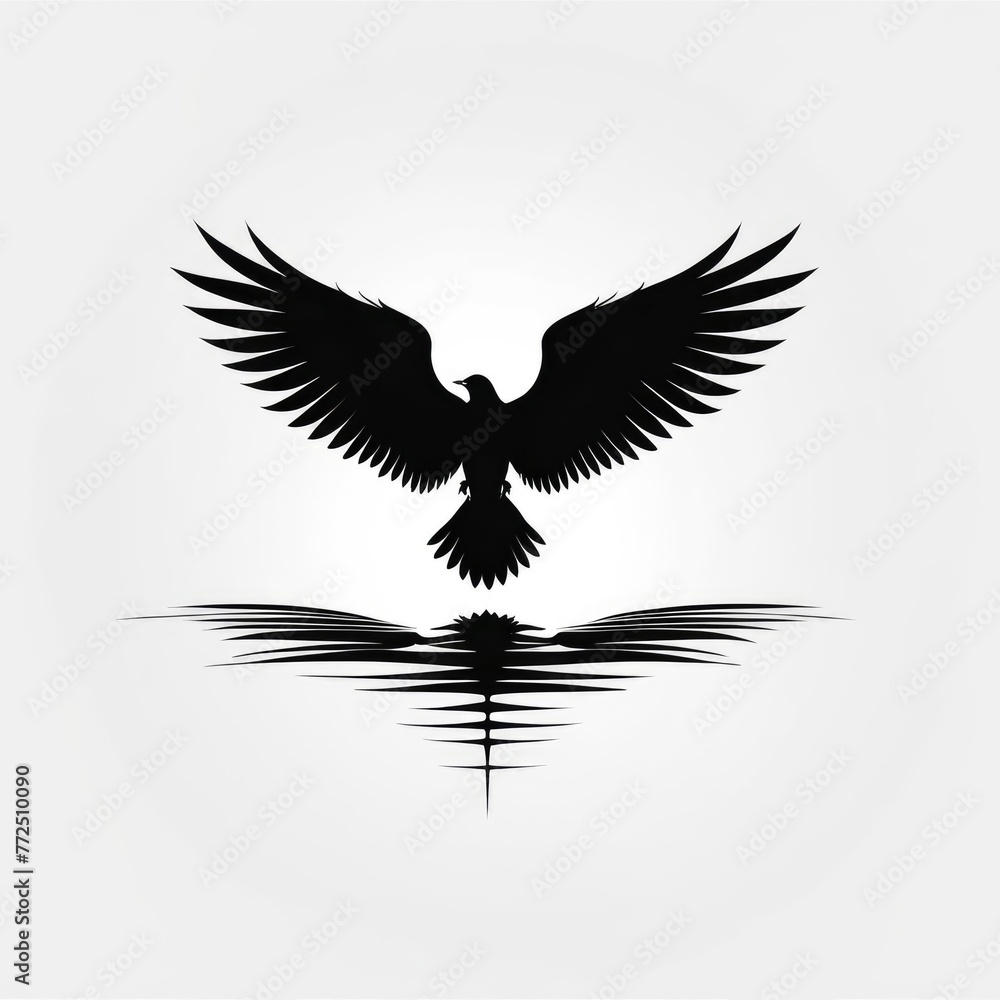 Fototapeta premium black wings white background isolated
