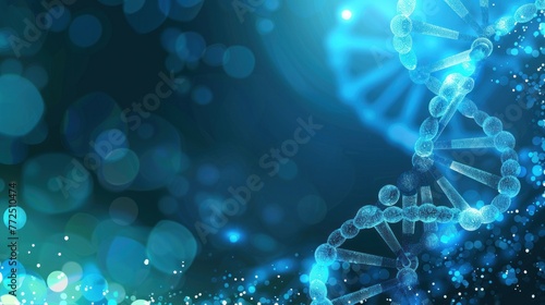 Blue DNA structure, empty space for writing, background