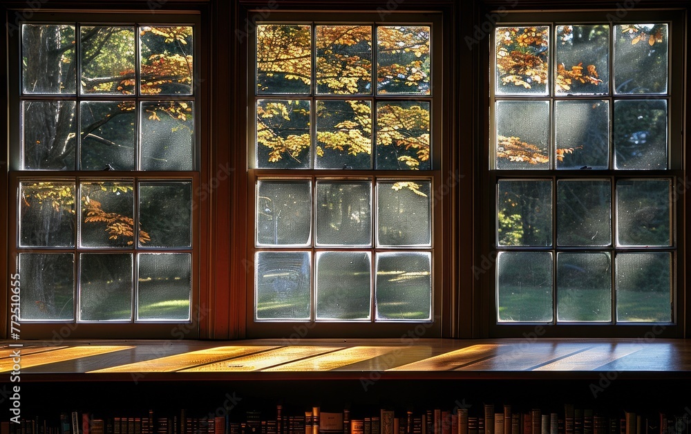 A window showing a tree outside A window showing a tree outside