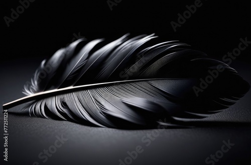 black feather on a black background