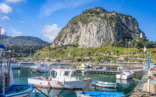 Sicily [Italy]-Cefalù harbor and Rocca di Cefalù