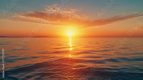 Beautiful sunset over the sea.sky on twilight time and reflection on the sea for travel in holiday