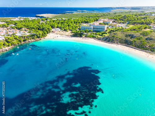 Areal drone view of the Arenal d'en Castell beach on Menorca island, Spain © Martin Valigursky
