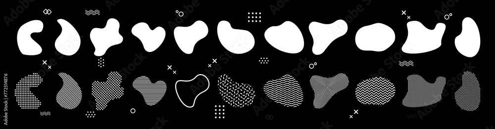 Blob shape organic, vector illustration set. Collection from abstract forms for design and paint. Random abstract liquid organic black irregular blotch shapes flat style design