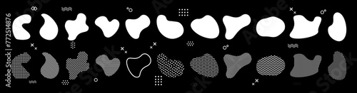 Blob shape organic, vector illustration set. Collection from abstract forms for design and paint. Random abstract liquid organic black irregular blotch shapes flat style design