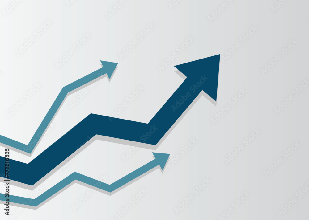 big arrow graphpointing up followed by two little arrows represent business grow, financial get better, trading profit, forex, stock big arrow graphpointing up followed by two little arrows represent business grow, financial get better, trading profit, forex, stock