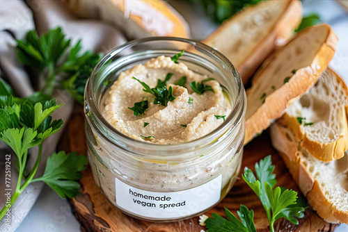  jar of homemade spread with selfmade label - ai-generated