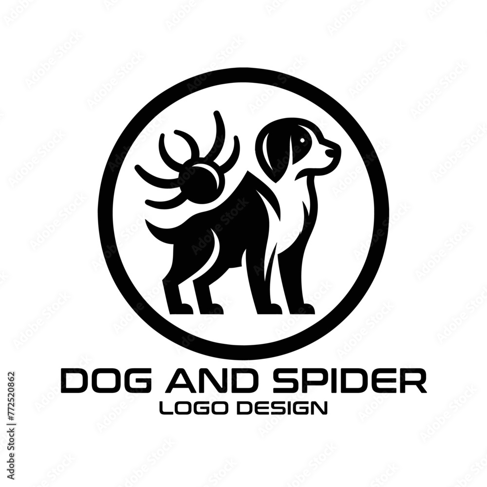 Obraz premium Dog And Spider Vector Logo Design