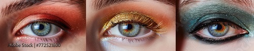 Beauty concept with swathes of various colors of eye shadow