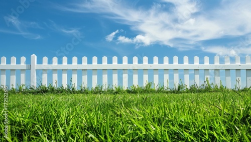 White fence and blue sky
