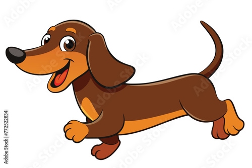 Happy brown dachshund jumping design vector illustration