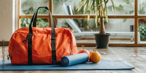 Duffel bag in a yoga studio