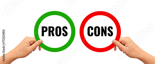 Pros vs Cons signs on white background