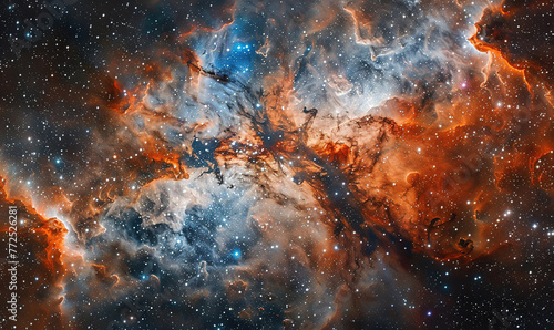 photo of the universe  stars and gas clouds  depth of field  