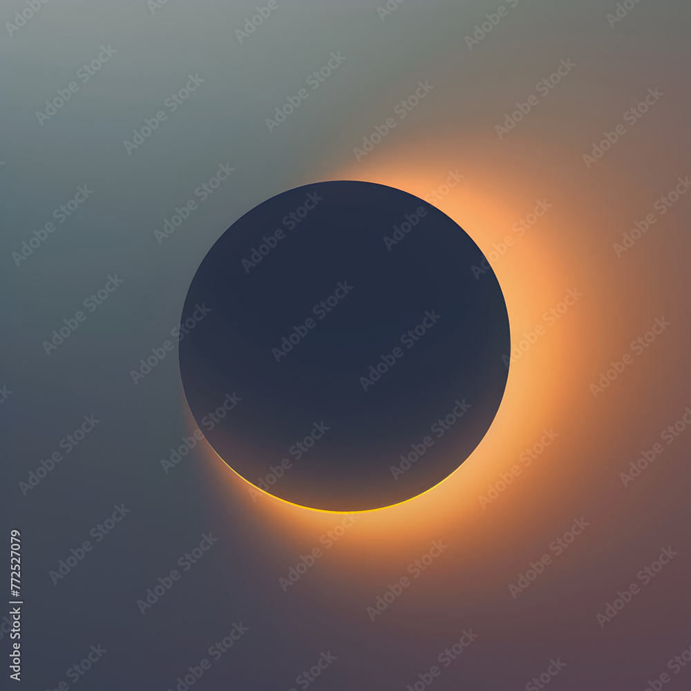 An abstract depiction of an eclipse with a smoothly transitioning gradient of warm and cool tones, highlighting the spherical shape in the center