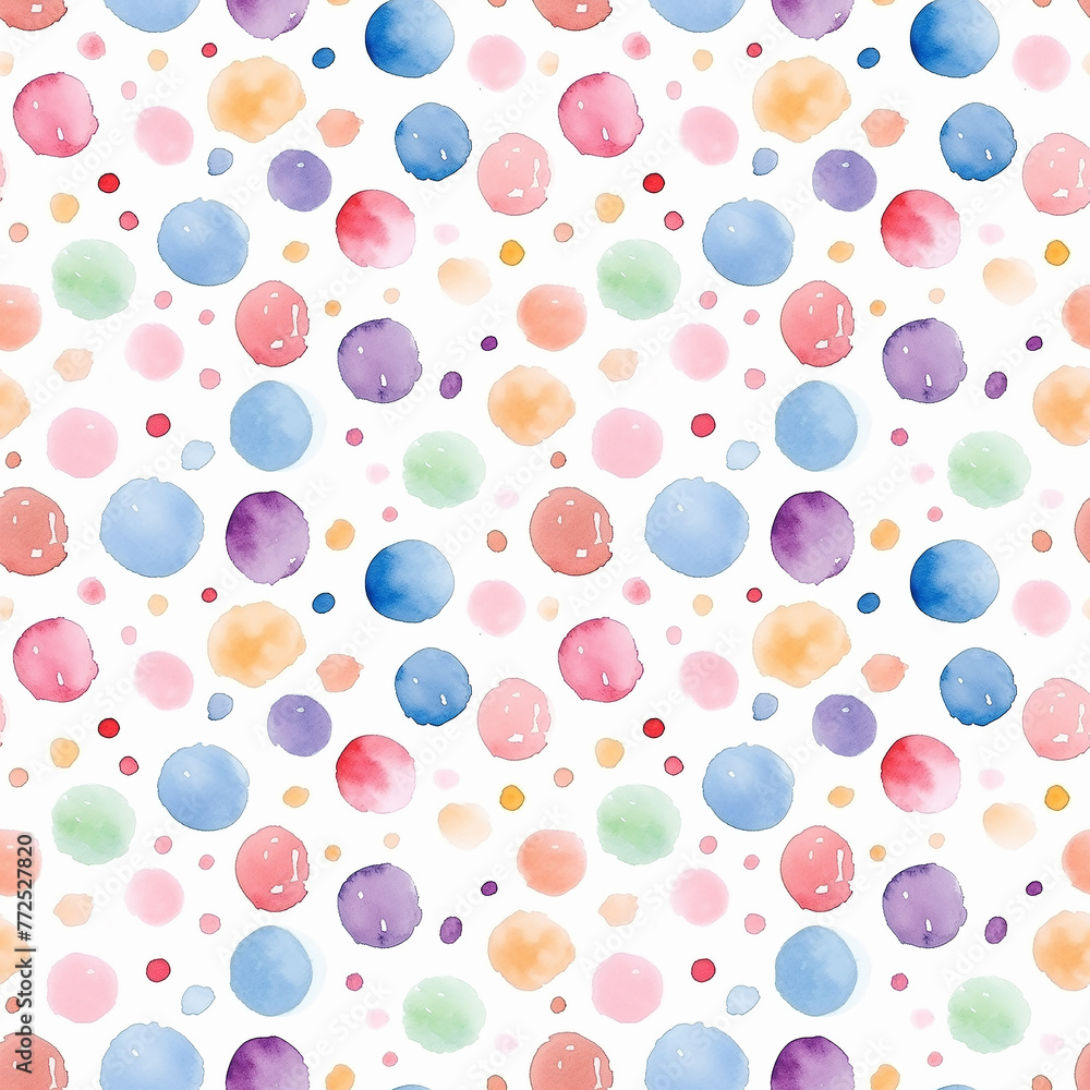 Multicolored Polka Dots on White Background