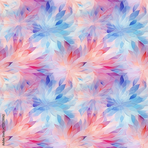 Pink and Blue Flower Pattern on Pink Background