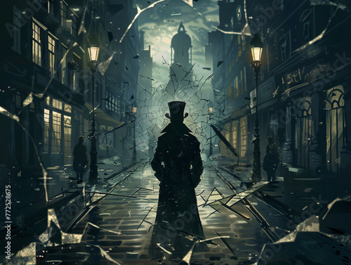 Victorian man of mystery on dark street