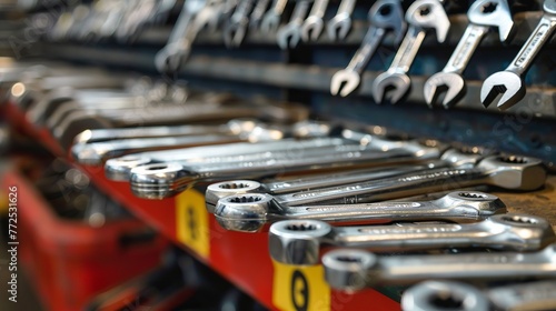 a range of wrench sizes, close-up tools, professional tool sets, garage workshops, and equipment