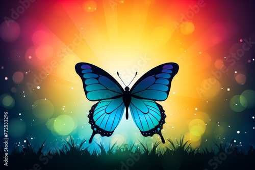 Simple butterfly illustration with a minimalist outline and vibrant colors © Trollbee Production
