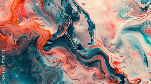 Elegant representation of fluid paints blended slowly