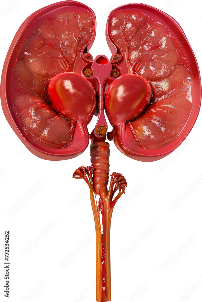 Detailed model of human bladder cut out on transparent background Detailed model of human bladder cut out on transparent background