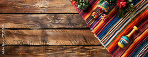 Mexican background with a wooden table