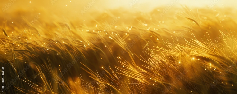 Fototapeta premium A New Day Begins: The Warm Sunrise Embracing a Vibrant Wheat Field in Spring