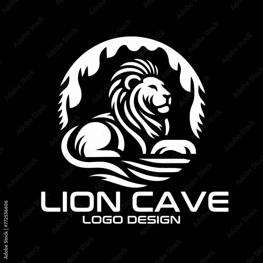 Lion Cave Vector Logo Design